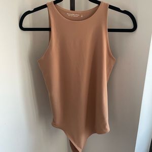 Abercrombie & Fitch Double-Layered Seamless Fabric Scuba Bodysuit - Tan